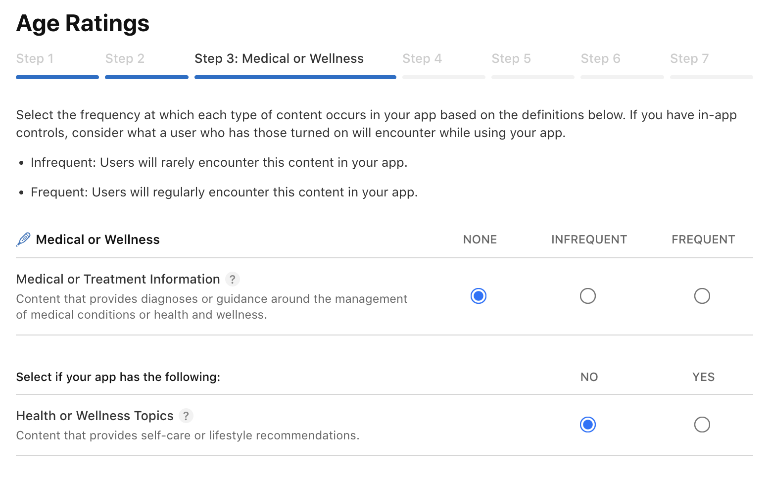 Age rating questionnaire