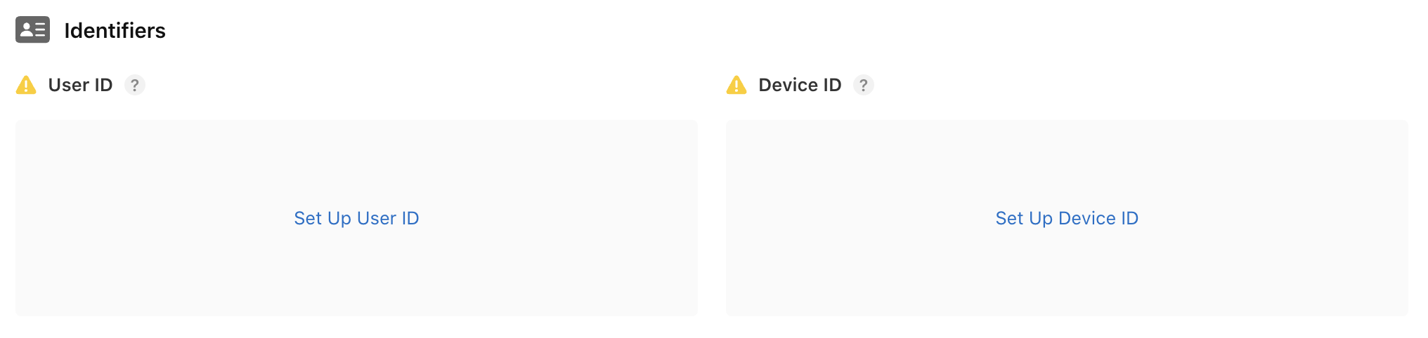 Each data type must be set up individually