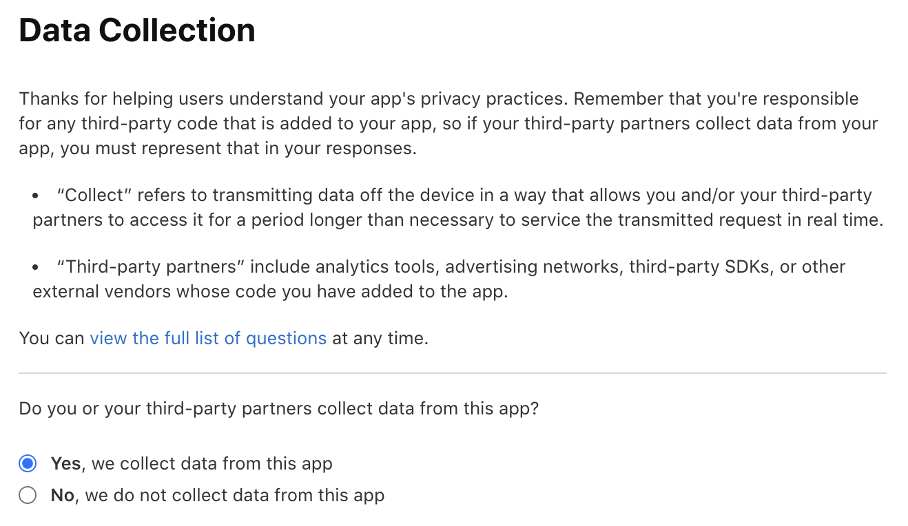 Initial question: do you collect data?