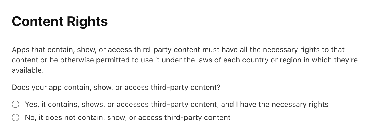 Content rights declaration